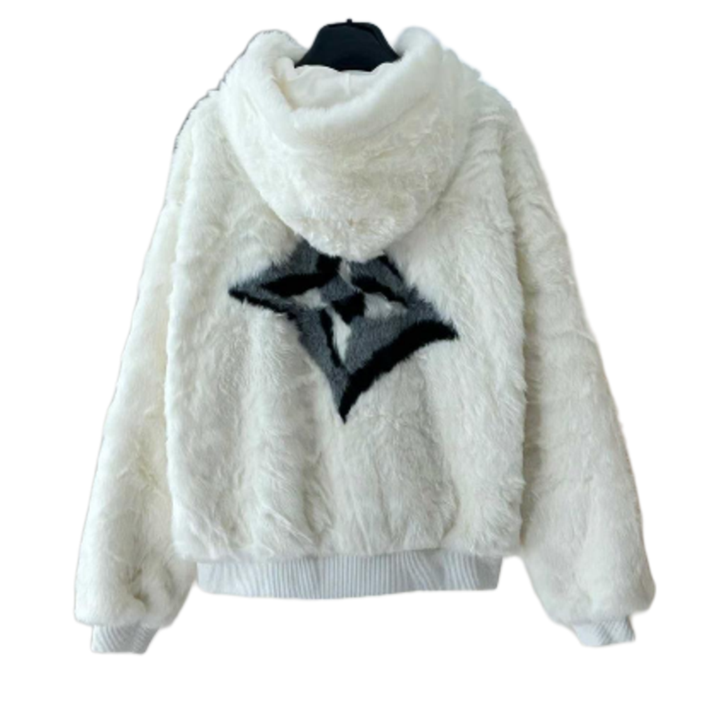 Louis Vuitton white mink fur luxury blouson jacket